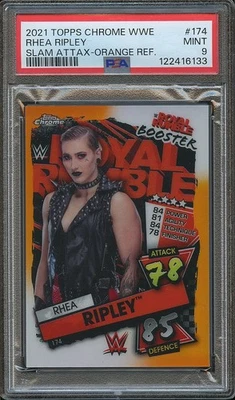 Rhea Ripley 2021 Topps Chrome Attax Orange Refractor WWE Wrestling 20/25 PSA 9 - Image 1 of 2