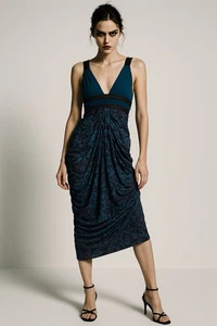 Vestido BEBE 100% seda años 90 inspirado floral Y2K sin mangas recorte fiesta colorido XS - Imagen 1 de 10