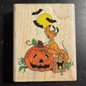 Estampilla de goma Disney Howl-O-Ween Plutón montaje en madera 436-E estampida de goma - Imagen 1 de 7