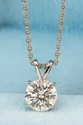 IGI Certified 4.00 Ct Round G/VS1 Lab Grown Diamond Necklace 14K White Gold - Image 1 of 4