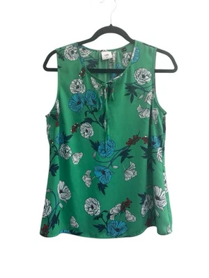 Blusa top sin mangas CAbi #3785 verde medio floral rosa prímula para mujer #5751 Foto 1 de 4