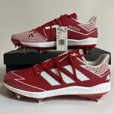 Chuteiras de beisebol masculinas Adidas Adizero Afterburner 7 metal tamanho 13 EG7613 vermelho branco - Imagem 1 de 4