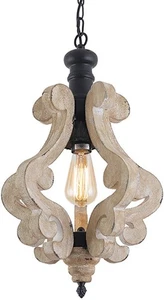 Kitchen Light FixturesFarmhouse Pendant Light Single Adjustable Rustic Wooden... - Picture 1 of 7