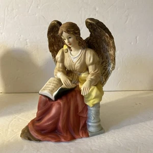 Vintage O'Well Hand Painted Porcelain Angel Reading Figurine 8"H x 5.25" L - Bild 1 von 6
