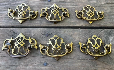 Lot of 30 Vintage KBC Keeler Brass Drawer Pulls Chippendale Style 4x2.75” 3” Ctr - Image 1 of 4