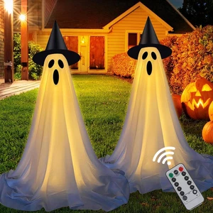 2 Confezioni 50'' Decorazioni Halloween Fantasma in piedi da esterno, Illumina Fantasma spettrale - Foto 1 di 7