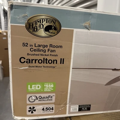 Hampton Bay Carrolton II 52in Large Room Ceiling Fan - Image 1 of 4