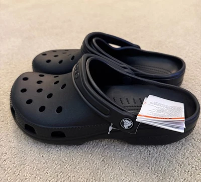 NEW Crocs Unisex Adult Classic Clogs Slip On Shoes Black - Image 1 of 3