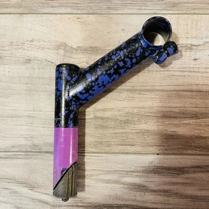 90s 1 1/8 Chromoly Quill Stem High Rise 90mm 30 Degree Purple Splatter - Picture 1 of 7