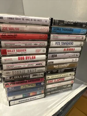 28 Cassette Tape Lot Totally 80s Clapton Thorogood Asia Collins Walsh Dylan WHO - Image 1 of 4