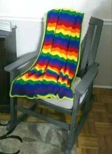 crochet handmade baby rainbow blanket car seat ripple unisex 42” X 48” - Picture 1 of 2