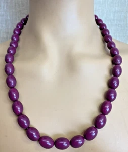 Vintage 70s 80s TRIFARI 24" Dark Purple Bead Single Strand Classic Necklace - Picture 1 of 7