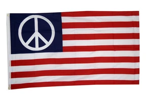 USA Frieden Flagge 5 x 3 Fuß CND Vereinigte Staaten von Amerika Hippie Antikriegsfest - Bild 1 von 7