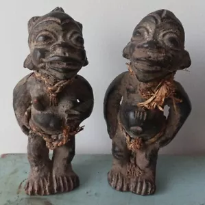 Paire De Jumeaux Ibeji, Yoruba En Terre Cuite Patinée - Foto 1 di 12
