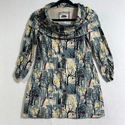 Pullover túnica Effie's Heart Julliard capucha cuello S bolsillos artísticos árboles arte Foto 1 de 4