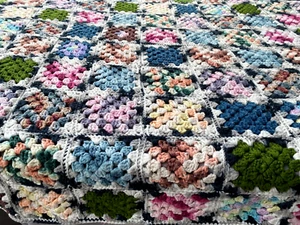 HANDMADE GRANDMA SQUARE CROCHET KNIT COLORFUL AFGHAN THROW BLANKET 84" x 54" - Picture 1 of 3