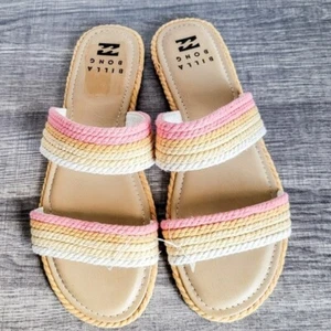 Billabong, New, Women's Light Break Braided Rope Flat Slide Sandals, Size 8.5 - Picture 1 of 12