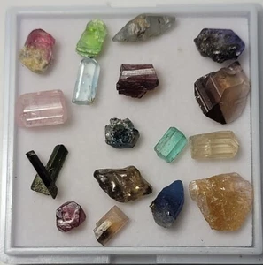 Emerald,Aquamarine,Tourmaline,Tanzanite Terminated Gemmy 17 Mix Crystals LOT - Picture 1 of 23