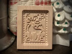 Molde de galletas Springerle madera tallada Navidad Papá Noel reno ciervo - Imagen 1 de 18