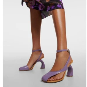 Roman Style Ankle Strap Womens Slingback Sandal High Block Heel Design Runway sz - Picture 1 of 29