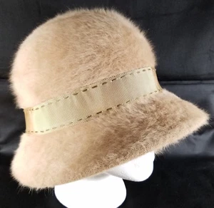 Sombrero cangurora angora vintage Cloche cubo difuso talla 6,5 pequeño Inglaterra - Imagen 1 de 9
