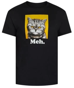 Humor Men's Meh Cat Cotton Graphic Tee with Short Sleeves, Size XL NWT - Picture 1 of 8