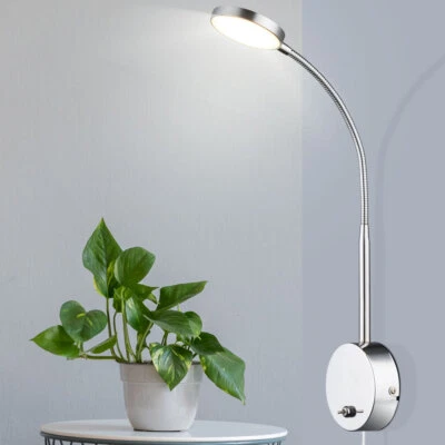 Lampada LED Da Parete Alluminio Illuminazione Soggiorno Flessibile Faretto Cromo - Immagine 1 di 4