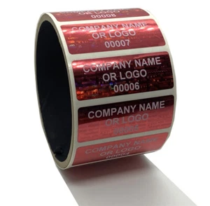 Custom Print Tamper Evident Holographic Bright Red Security Label Seal Sticker - Picture 1 of 3