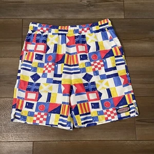 Vineyard Vines Boys Geometric Nautical Flag Shape Colorful Swim Shorts Trunks L - Picture 1 of 8