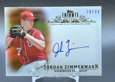 Jordan Zimmermann 2013 Topps Tribute naranja #TA-JZ2 azul automático #'d/25 Nationals Foto 1 de 2