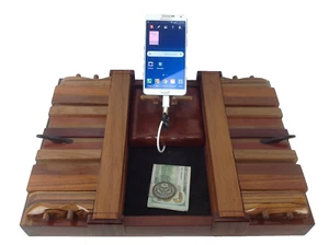 Handmade Exotic Wood Jewelry Valet Phone Charging Docking Station Organizer - Picture 1 of 12