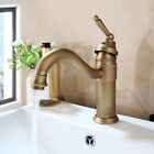 Antique Brass Vintage Swivel Bathroom Faucet Basin Deck Mounted Mixer Water Tap