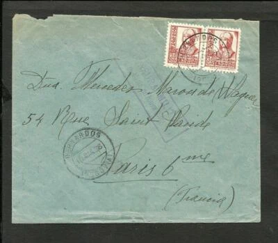 SPAIN CIVIL WAR, CENSORED COVER ST MARIA DE NIEVA, BERNARDOS TO PARIS, VF - Image 1 of 2