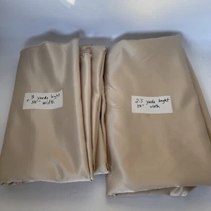 Over 5 YARDS Total Beige Bridal Satin Wedding Fabric 2 Big PCS For Arts & Crafts - Picture 1 of 9