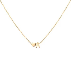 Initial Heart Necklace,18K Gold Plated Stainless Steel Tiny Heart Letter A Neckl - Picture 1 of 7