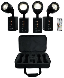 Chauvet DJ Ezpin Zoom Pack Pin Spot Kit w/ (4) Rechargeable Fixtures+Remote+Bag - Picture 1 of 10