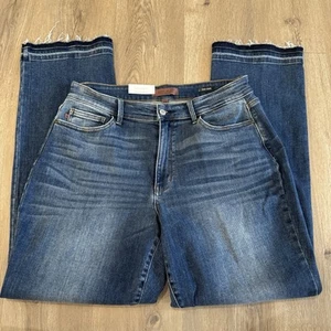 Judy Blue Dad Jean With Release Hem in Medium Wash Blue Size 14W Distressed NWT - Picture 1 of 9