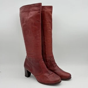 Stivali donna vintage anni 60 70 Oldmaine Trotters tacco pelle rosso 8M - Foto 1 di 14