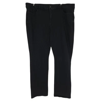 Pantalones de mezclilla rectos NYDJ Marilyn negros tiro alto tiro alto oscuro Petite 24WP Foto 1 de 4