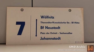 7 Wölfnitz – Johannstadt | Linienschild Dresden DDR - Bild 1 von 2