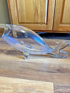 Vintage Blenko? Klarglas mundgeblasene Fisch Vase Schale Terrarium groß MCM 20" - Bild 1 von 10