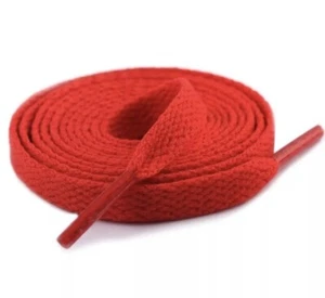 Red Flat Shoe Laces Boots Trainers Football Shoelaces Adult Kids - Picture 1 of 1