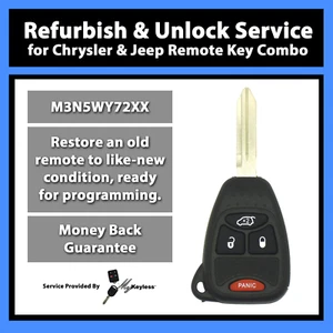 Unlock Reflash Service for Chrysler Keyless Entry Remote Headkey Fob M3N5WY72XX - Picture 1 of 7