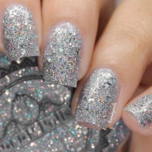 POP Polish Tinsel - Silver Sparkly Glitter Holo Shards Nail Polish - Picture 1 of 6
