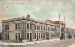 Postcard Union Station Trains Depot Des Moines Iowa IA 1910 - Picture 1 of 2