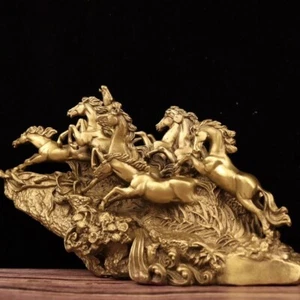 Porzellan Messing Mythos Pferd Galopp, Acht Pferde galoppieren, Schnellreitstatue - Bild 1 von 8