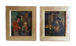 Scuola Del NORD - 2 Quadri Olio Su Metallo "Der Dudelsackpfeifer" Hasenclever - Bild 1 von 11