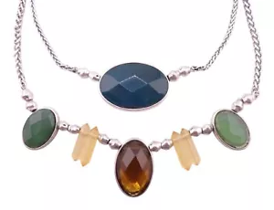 Lucky Brand Mineral Stone Quartz Roadmap Silvertone Necklace NEW - Picture 1 of 2