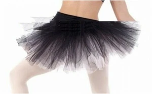 Ballet Tutu Skirt on Trunks Dance Costume Black over White Tulle Child Sizes - Picture 1 of 4