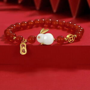 2023 Lucky Red Beaded Rabbit Bracelet Chain Women Jewelry Year of the rabbit New
